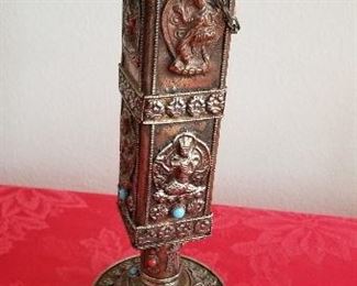 LOT S 45 - $95 - VINTAGE INCENSE BURNER 15" (AS IS, ONE STONE MISSING)