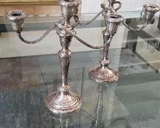 Lot D4A- $130- pair of Gorham Sterling ( weighted) silver candelabra 12" tall