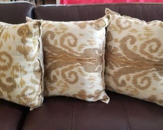 LOT F22A - $60 - SET OF THREE DUCK FEATHER PILLOWS 21" X 21"