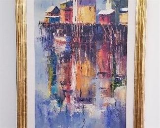 LOT A9- $1100- ORIGINAL WORK  BY BEN ABRIL DEPICTING FISHING PORT TOWN