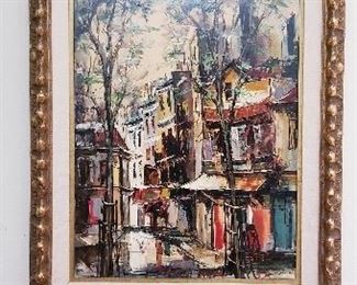 LOT A11 $295- SIGNED ORIGINAL OIL OF A FRENCH SCENE 19 W X 23 1/2
