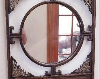 LOT A35-$ 110 - OLD ASIAN, CARVED MIRROR, 19 1/2 X 33 1/2