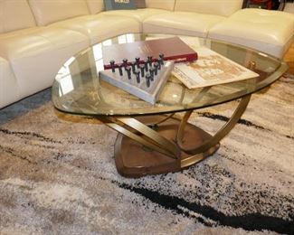 Lovely Modern Glass and Metal Coffee Table