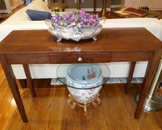Pretty Silverplate Bowl and Oriental Bowl made into a darling side table