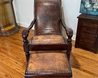 Oversized Leather Chair with Ottoman