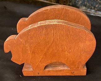 Wooden Pig Napkin Holder or Letter Holder