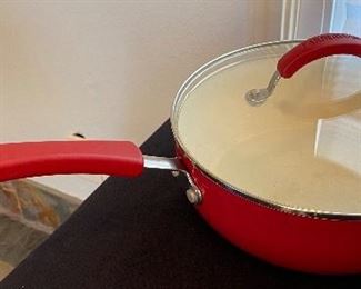 Red Large Skillet with Glass Lid