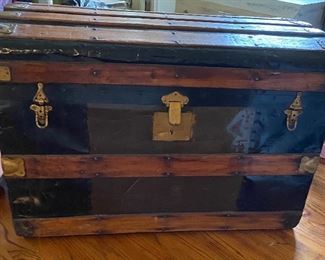 Steamer Style Chest/Trunk Wood & Nails, Leather 