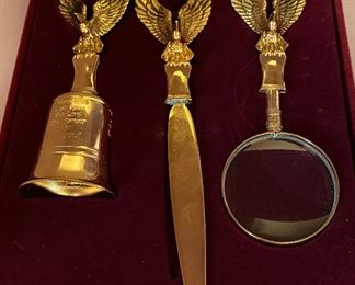 Desk Collection Bell, Letter Opener, Magnifying Glass