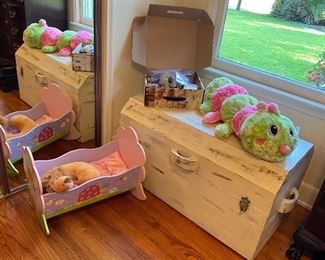Baby Doll Cradle, Chest Hand Painted & Distressed, Plushie Caterpillar, Assorted Scentsy Candle Wax, Lion Travel Neck Rest 