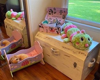 Baby Doll Cradle, Chest Hand Painted & Distressed, Plushie Caterpillar, Assorted Scentsy Candle Wax, Lion Travel Neck Rest 