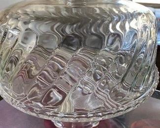 53. Vintage Crystal Cake Stand with Crystal Dome $15