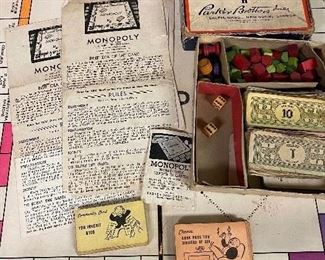 133. Vintage Monopoly(1935), Board is split. Wooden Pieces, Cards, money, Small box that holds the game pieces money, cards With Original Directions . $10