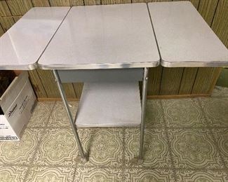 22. Mid Century Formica Double Drop Leaf, Rolling Cart with Wheels. Has Shelf.  $85.00