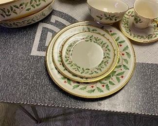 140. Lenox China 6 Piece Place Setting. Holiday Is Pattern.  There is 6 Sets. All Place Settings. $100. Service Relish Divided Tray $12, Oval Veg Bowls (2) $10 Each