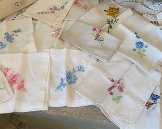 155. Vintage White with Flowers Hankies $8