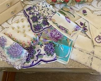 156. Vintage Purple Flower Hankies $12