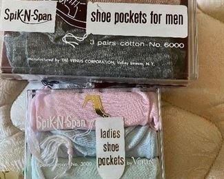 158. His Hers Shoe Pockets in Original Box..Keep money   in your shoes? No clue.$ 8
