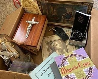 160. Box  of Vintage Relgious Items. $25