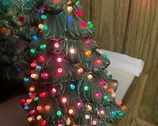 264. Vintage Ceramic Christmas Tree/Bulbs 2 Piece lighted 12 Inches Tall $25