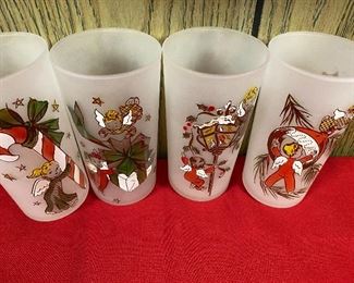 268. Vintage Set  of 8 Frosted Musical Angels Playing Instruments. Has Original Gay Fab Box $39