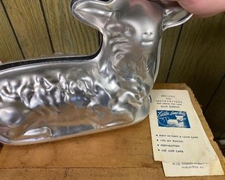 304. Vintage Easter Blue Ribbon Cake Mold, with Original Directions, And Box $15