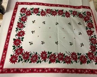 294. Vintage Printed  Poinsettia Table Linen $15