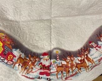 295. Vintage Felt Printed Christmas Scene  Tree Skirt $ 8