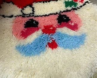292. Vintage Hooked Rug Santa $8