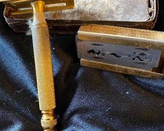 221. Vintage Gillete Gold Razor , Original Box, with Extra Blades $12