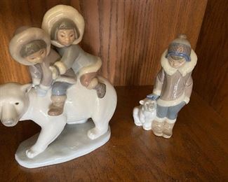 91. Retired Lladro Eskimo Riders  6 3/4 Inch,$25 Eskimo with Pet  5.5 ,$15