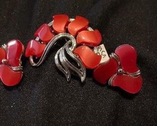 185. Vintage Red  Star Pin, Earrings. $4