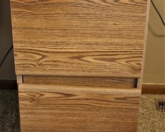 Decorative wooden file cabinet would fit stylishly into any home office.