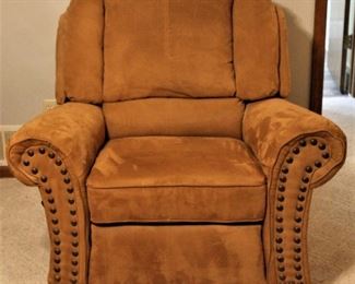 Super cool, studded ultra-suede recliner.