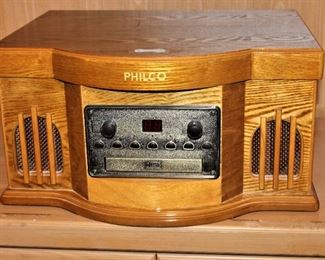 Philco stereo plays albums, 45's and cassettes.  Looks great too.