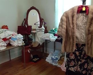 $45 Swivel mirror, women's clothes, towels
