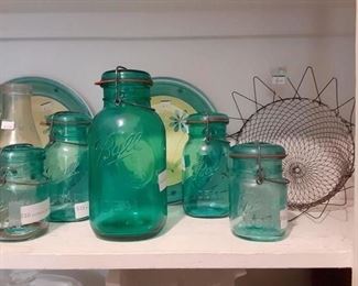 Ball Blue Jars with Bales and glass lids $10 - $25
