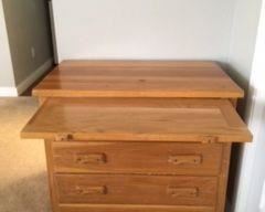 Small dresser with slide out shelf