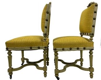 PAIR UPHOLSTERED PAINTED SIDE CHAIRS $65