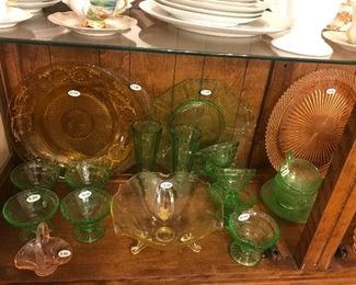 Dining Room Items ~ Please Note The Family Kept One Set Of The Green Depression Sherbets