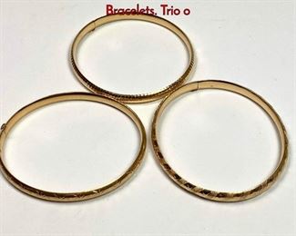 Lot 1004 Set 3 14K Yellow Gold Stacking Bangle Bracelets. Trio o