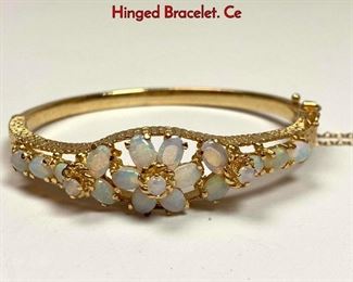 Lot 1005 Tests 14K Gold Ladies Designer Opal Hinged Bracelet. Ce