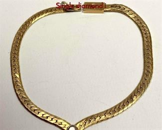 Lot 1009 14K Gold Link Diamond Ladies Bracelet. Single diamond i