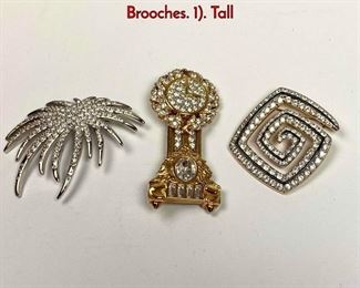 Lot 1032 3pc SWAROVSKI Crystal Designer Pins Brooches. 1. Tall