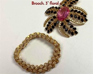 Lot 1043 2pc CINER Designer Costume Jewelry. Brooch. 3 floral c