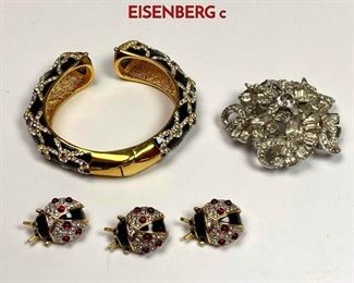 Lot 1047 5pc Vintage crystal costume jewelry lot. 1 EISENBERG c