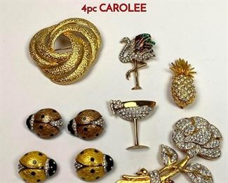 Lot 1048 9pc Vintage Costume jewelry Pins. Crystals. 4pc CAROLEE
