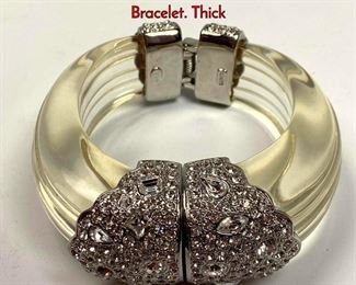 Lot 1050 KJL Vintage Clear Lucite Hinged Bangle Bracelet. Thick 