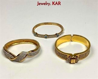 Lot 1052 3pc Clear Crystal Vintage Designer Costume Jewelry. KAR