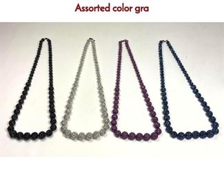 Lot 1054 4pc KJL Disco Ball Bead Necklaces. Assorted color gra